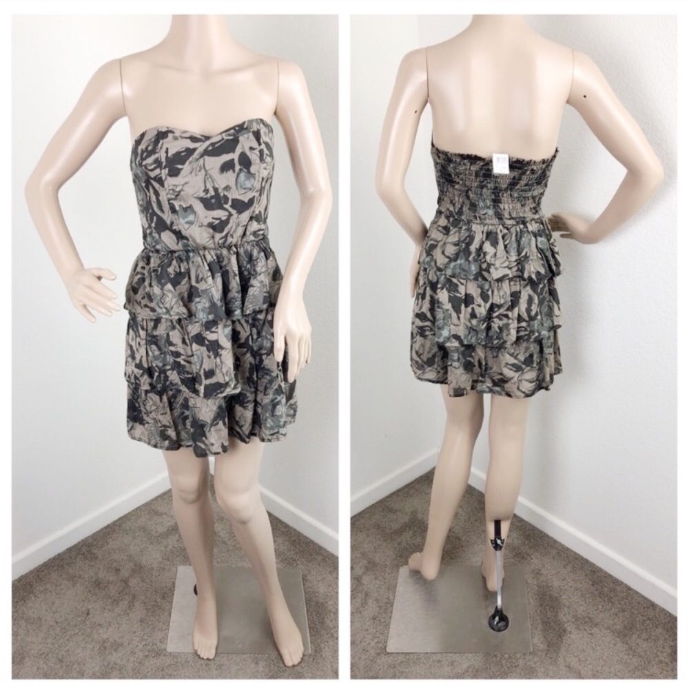 NEW Poetry Clothing camouflage tiered mini dress